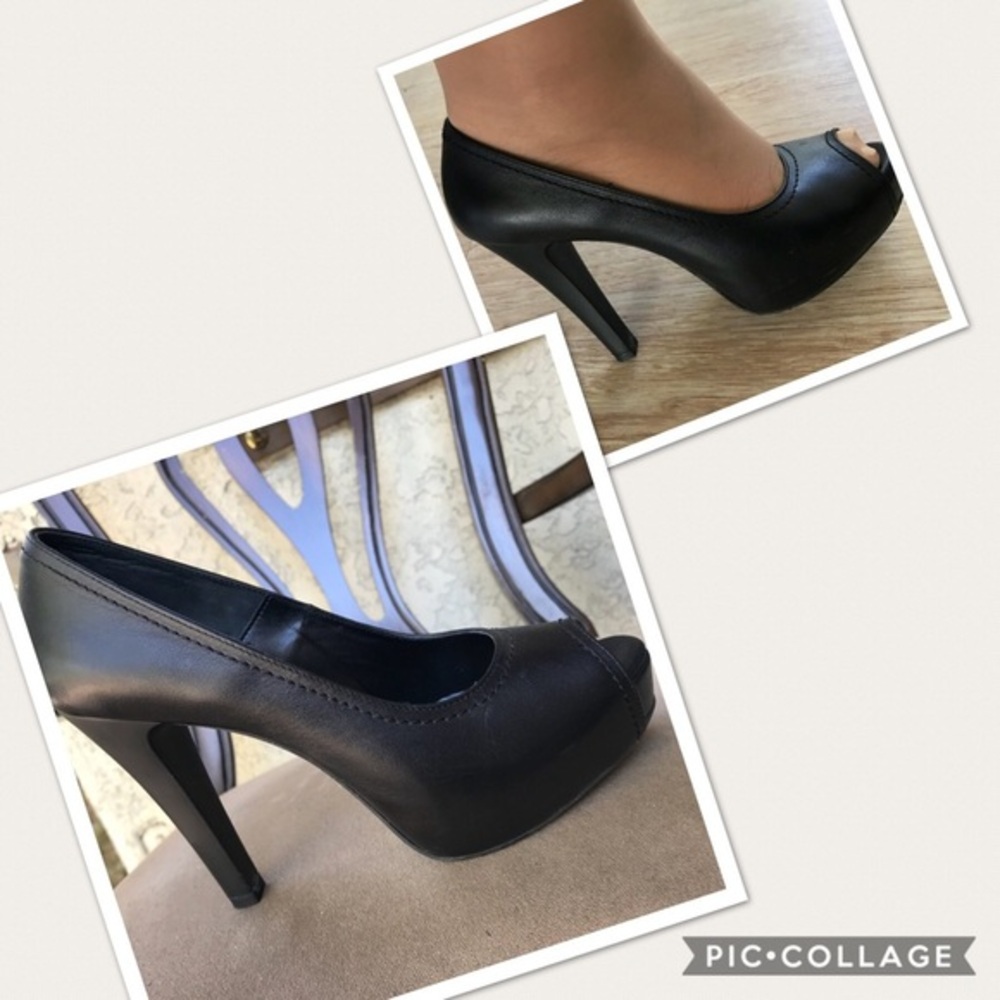 Peep Toe Platform Leather Sandal‎ Heel Shoes